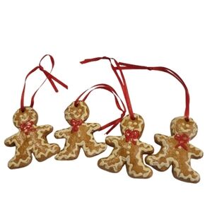 Gingerbread cookie ornaments hand crafted handmade set of 4